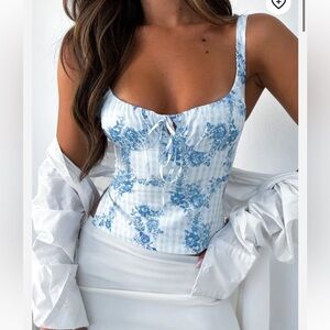 NWT! White Fox Boutique “All That You Are  Crop Top in Blueberry Blossom” 🩵